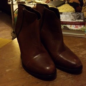 Brown leather booties